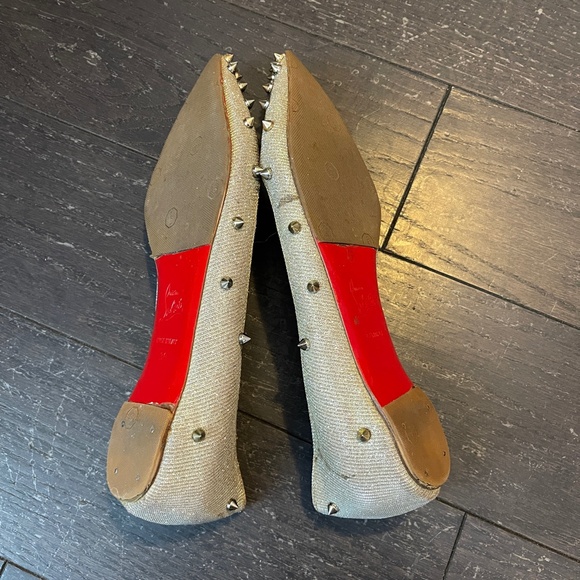 Christian Louboutin Metallic Gold/Silver Lurex Degraspike Ballet Flats size 39 - Picture 8 of 11